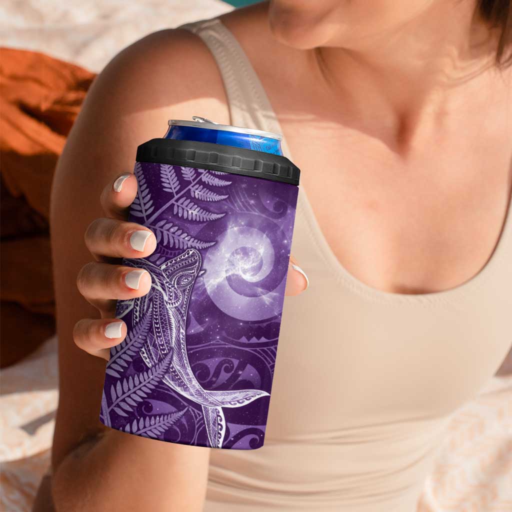 New Zealand Matariki 4 in 1 Can Cooler Tumbler Maori Koru With Humpback Whale Purple LT05 - Polynesian Pride