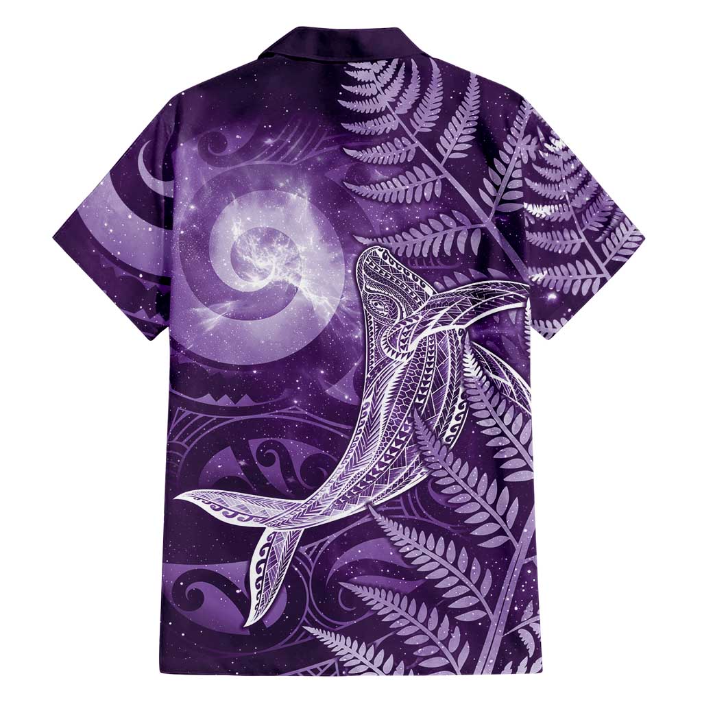 New Zealand Matariki Family Matching Off Shoulder Maxi Dress and Hawaiian Shirt Maori Koru With Humpback Whale Purple LT05 - Polynesian Pride