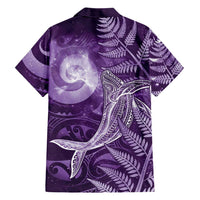 New Zealand Matariki Family Matching Off Shoulder Maxi Dress and Hawaiian Shirt Maori Koru With Humpback Whale Purple LT05 - Polynesian Pride