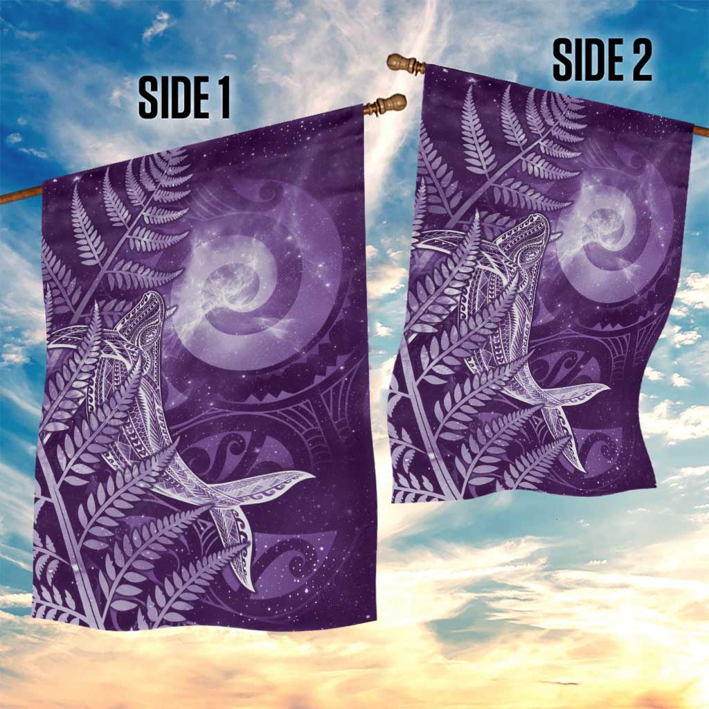 New Zealand Matariki Garden Flag Maori Koru With Humpback Whale Purple LT05 - Polynesian Pride