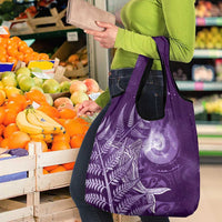 New Zealand Matariki Grocery Bag Maori Koru With Humpback Whale Purple