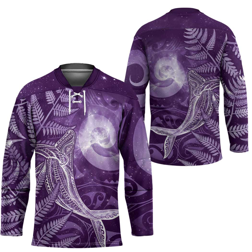 New Zealand Matariki Hockey Jersey Maori Koru With Humpback Whale Purple LT05 - Polynesian Pride