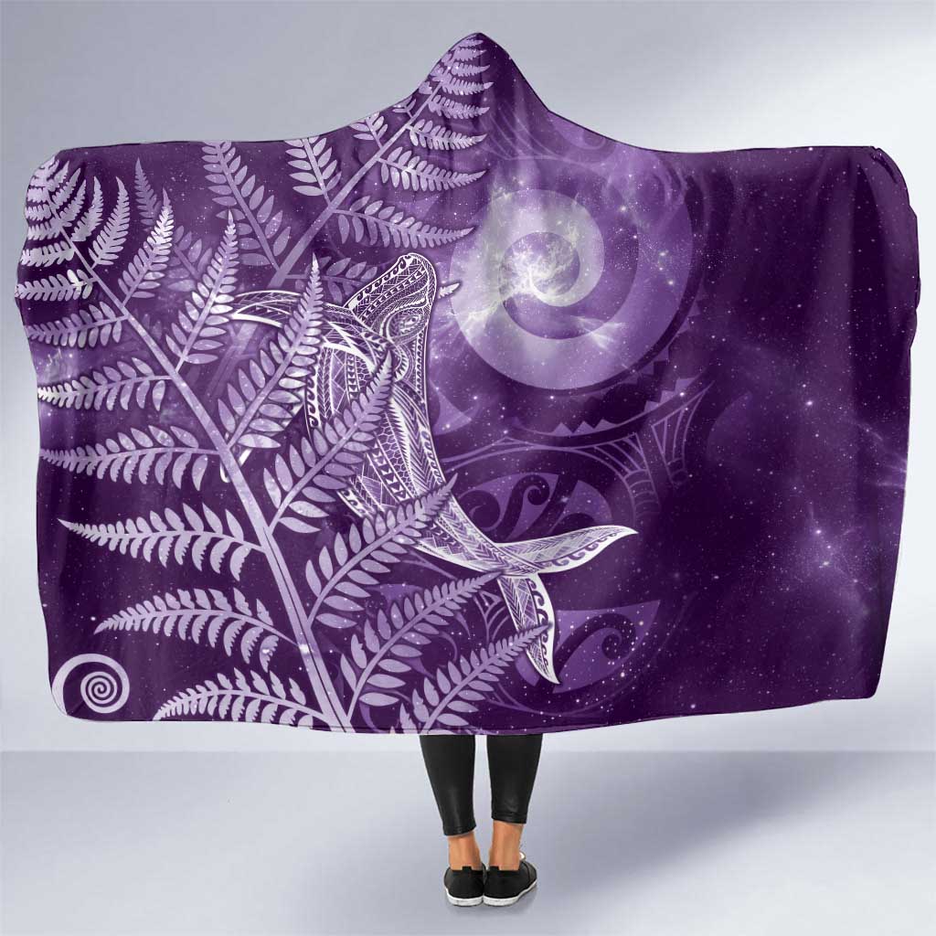 New Zealand Matariki Hooded Blanket Maori Koru With Humpback Whale Purple LT05 One Size Purple - Polynesian Pride