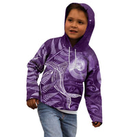 New Zealand Matariki Kid Hoodie Maori Koru With Humpback Whale Purple LT05 - Polynesian Pride