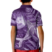 New Zealand Matariki Kid Polo Shirt Maori Koru With Humpback Whale Purple LT05 - Polynesian Pride
