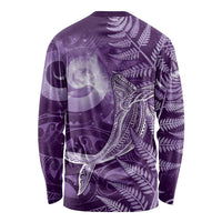 New Zealand Matariki Long Sleeve Shirt Maori Koru With Humpback Whale Purple LT05 - Polynesian Pride
