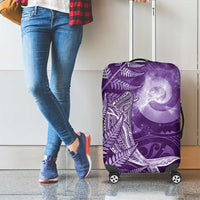 New Zealand Matariki Luggage Cover Maori Koru With Humpback Whale Purple LT05 - Polynesian Pride
