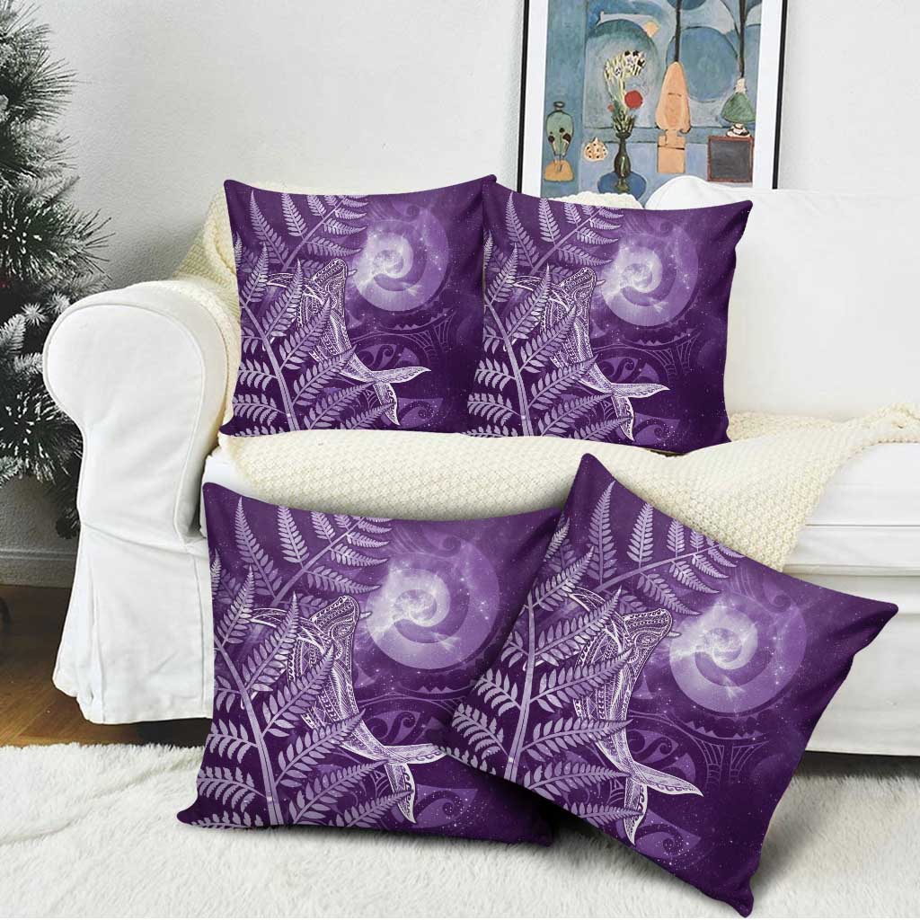 New Zealand Matariki Pillow Cover Maori Koru With Humpback Whale Purple LT05 - Polynesian Pride