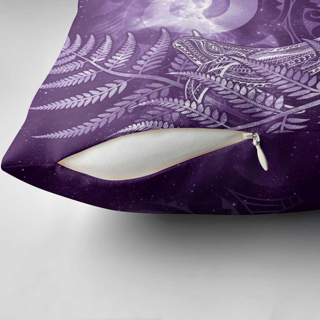 New Zealand Matariki Pillow Cover Maori Koru With Humpback Whale Purple LT05 - Polynesian Pride