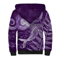 New Zealand Matariki Sherpa Hoodie Maori Koru With Humpback Whale Purple LT05 - Polynesian Pride