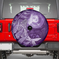 New Zealand Matariki Spare Tire Cover Maori Koru With Humpback Whale Purple LT05 - Polynesian Pride