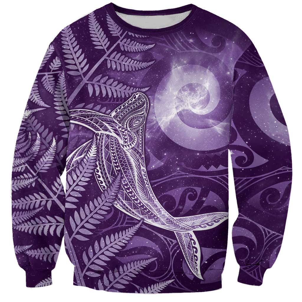 New Zealand Matariki Sweatshirt Maori Koru With Humpback Whale Purple LT05 Unisex Purple - Polynesian Pride