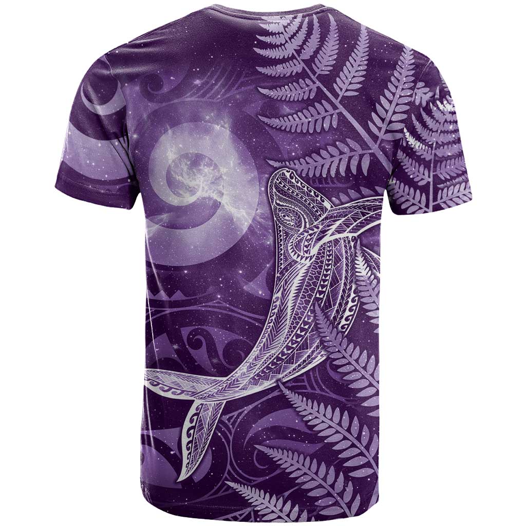 New Zealand Matariki T Shirt Maori Koru With Humpback Whale Purple LT05 - Polynesian Pride