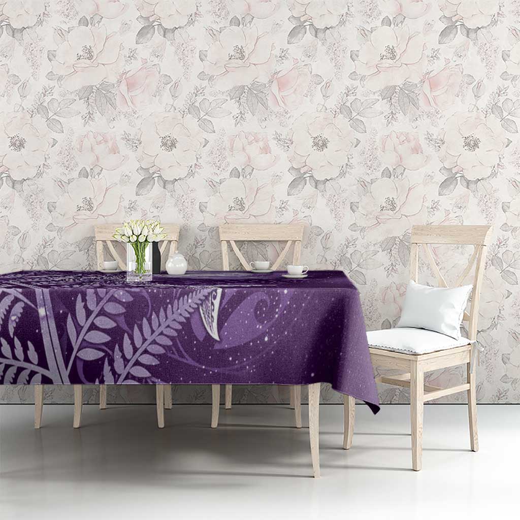 New Zealand Matariki Tablecloth Maori Koru With Humpback Whale Purple