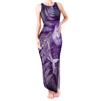 New Zealand Matariki Tank Maxi Dress Maori Koru With Humpback Whale Purple LT05 Women Purple - Polynesian Pride