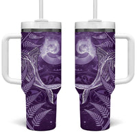 New Zealand Matariki Tumbler With Handle Maori Koru With Humpback Whale Purple LT05 One Size: 40 oz Purple - Polynesian Pride