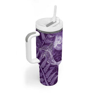 New Zealand Matariki Tumbler With Handle Maori Koru With Humpback Whale Purple LT05 - Polynesian Pride