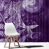 New Zealand Matariki Window Curtain Maori Koru With Humpback Whale Purple