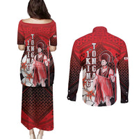 The First King Of Tonga Couples Matching Puletasi and Long Sleeve Button Shirt Tongan Pride