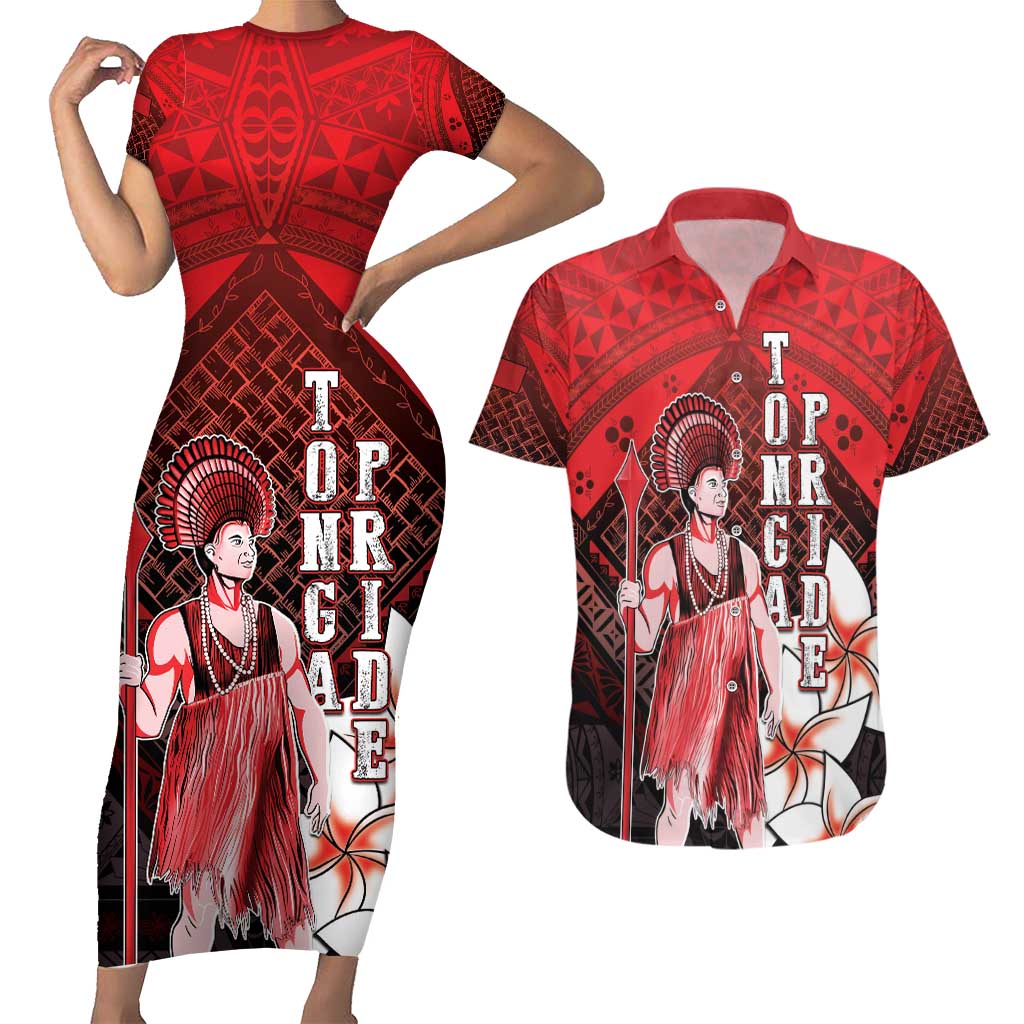 The First King Of Tonga Couples Matching Short Sleeve Bodycon Dress and Hawaiian Shirt Tongan Pride