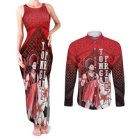 The First King Of Tonga Couples Matching Tank Maxi Dress and Long Sleeve Button Shirt Tongan Pride
