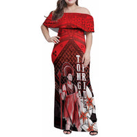 The First King Of Tonga Family Matching Off Shoulder Maxi Dress and Hawaiian Shirt Tongan Pride