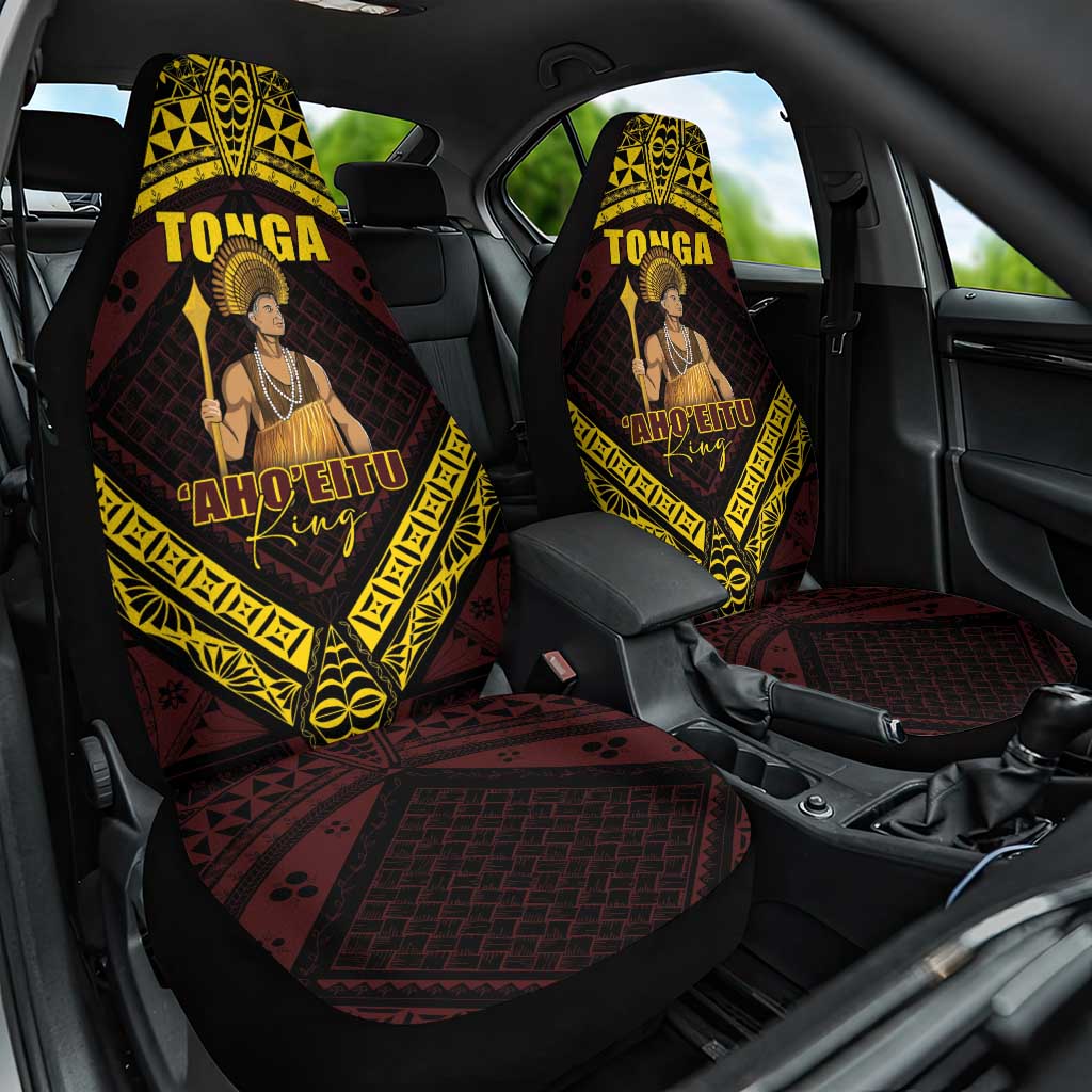 Tonga First King Car Seat Cover Ahoeitu Know Your Roots LT05 One Size Maroon - Polynesian Pride