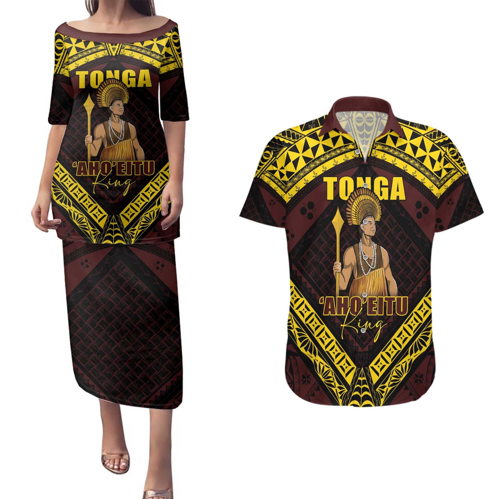 Tonga First King Couples Matching Puletasi and Hawaiian Shirt Ahoeitu Know Your Roots