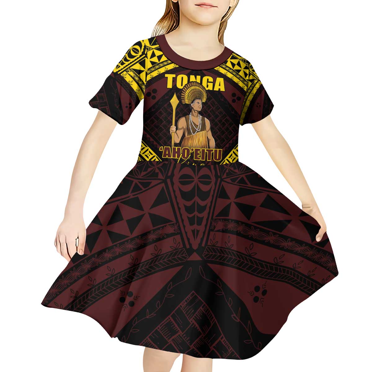 Tonga First King Kid Short Sleeve Dress Ahoeitu Know Your Roots
