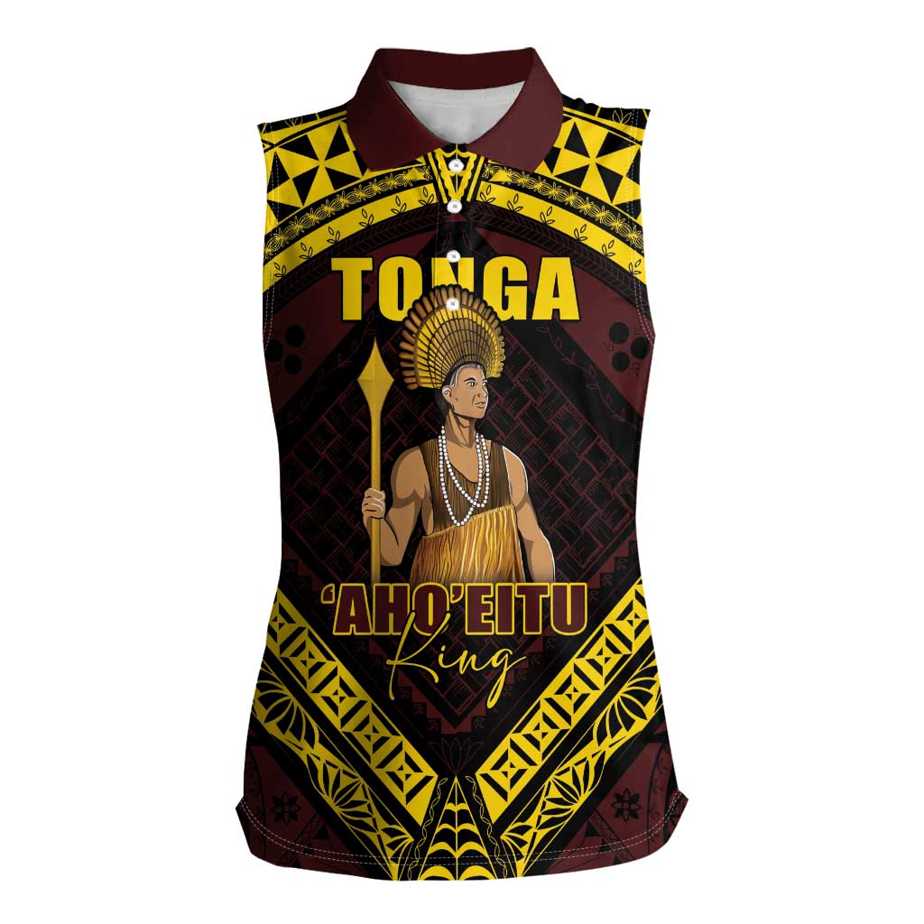 Tonga First King Women Sleeveless Polo Shirt Ahoeitu Know Your Roots