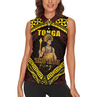 Tonga First King Women Sleeveless Polo Shirt Ahoeitu Know Your Roots