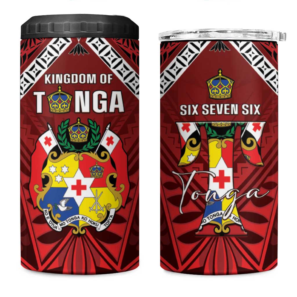 Tonga Emancipation Day 4 in 1 Can Cooler Tumbler Tongan Kupesi Pattern