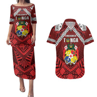 Tonga Emancipation Day Couples Matching Puletasi and Hawaiian Shirt Tongan Kupesi Pattern