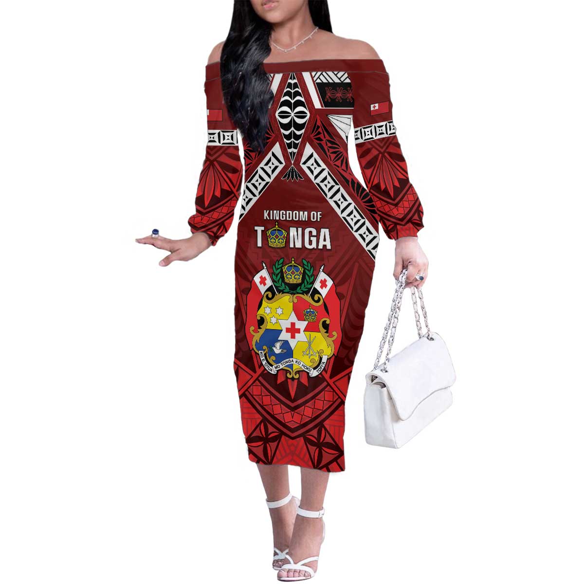 Tonga Emancipation Day Family Matching Off The Shoulder Long Sleeve Dress and Hawaiian Shirt Tongan Kupesi Pattern