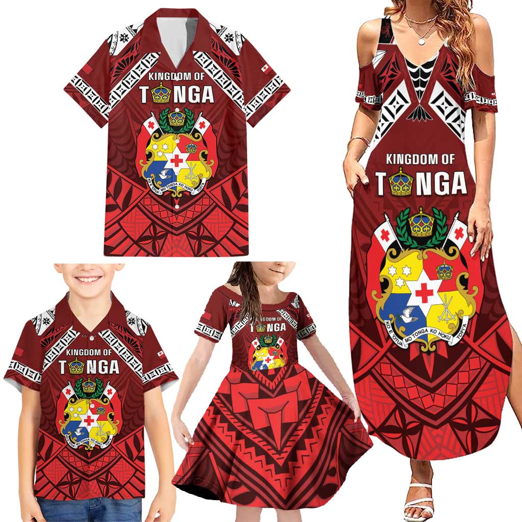 Tonga Emancipation Day Family Matching Summer Maxi Dress and Hawaiian Shirt Tongan Kupesi Pattern