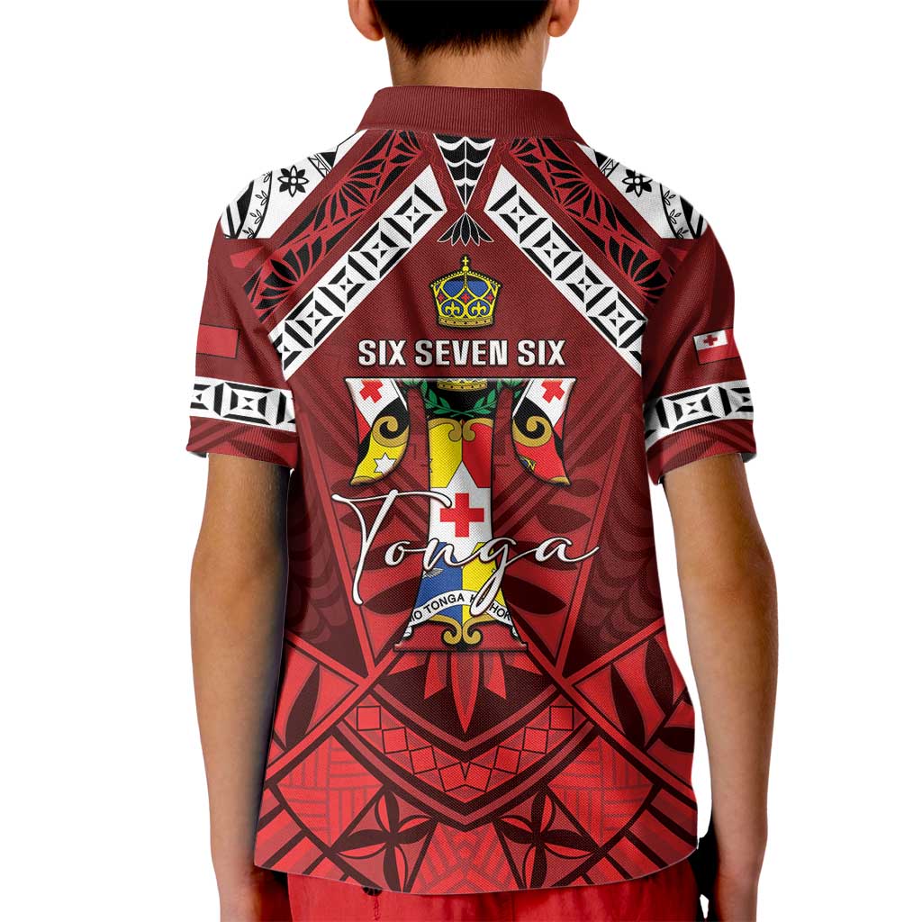 Tonga Emancipation Day Kid Polo Shirt Tongan Kupesi Pattern