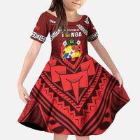 Tonga Emancipation Day Kid Short Sleeve Dress Tongan Kupesi Pattern