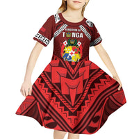 Tonga Emancipation Day Kid Short Sleeve Dress Tongan Kupesi Pattern