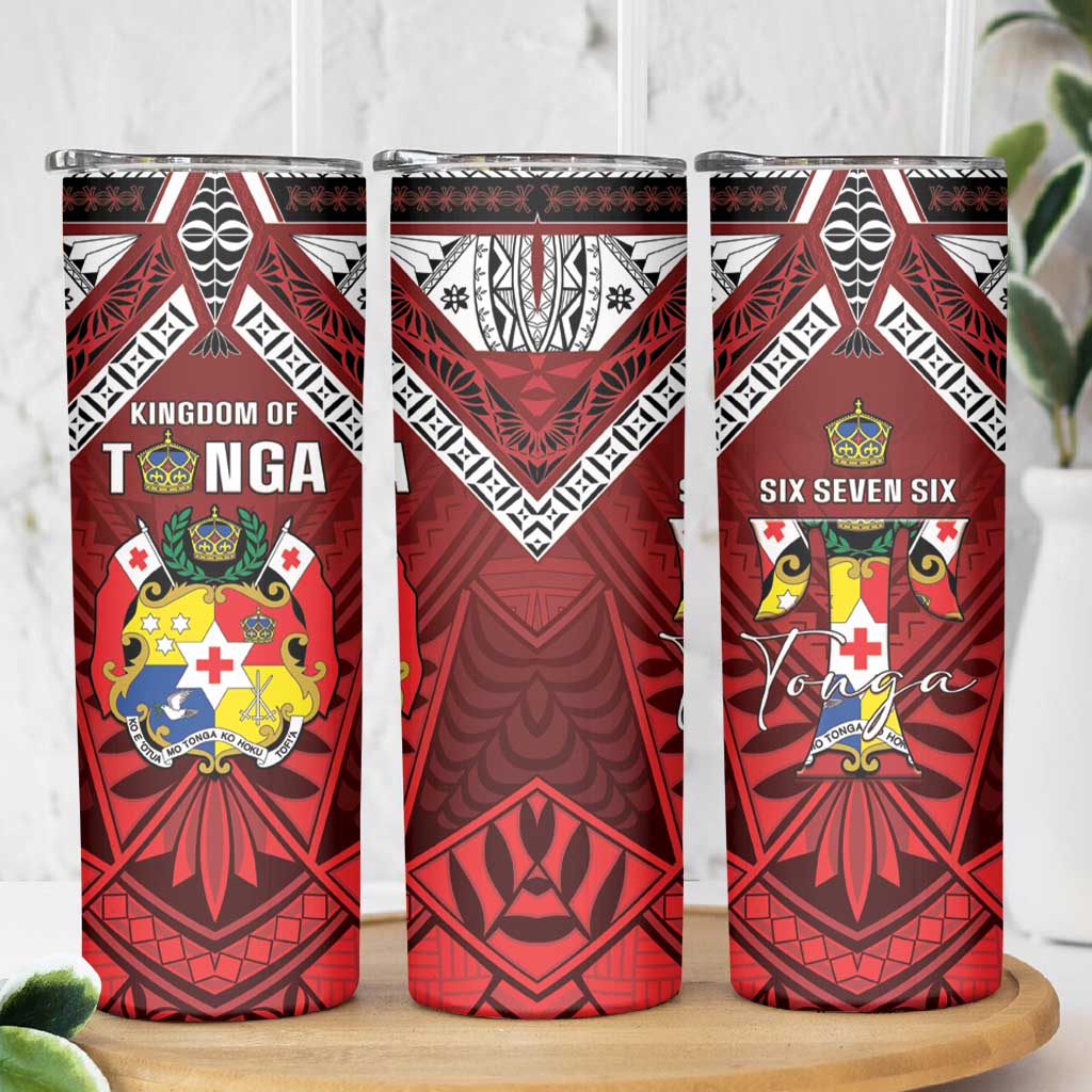 Tonga Emancipation Day Skinny Tumbler Tongan Kupesi Pattern
