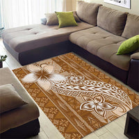 Tonga Kupesi Ngatu Area Rug Vintage Brown Plumeria