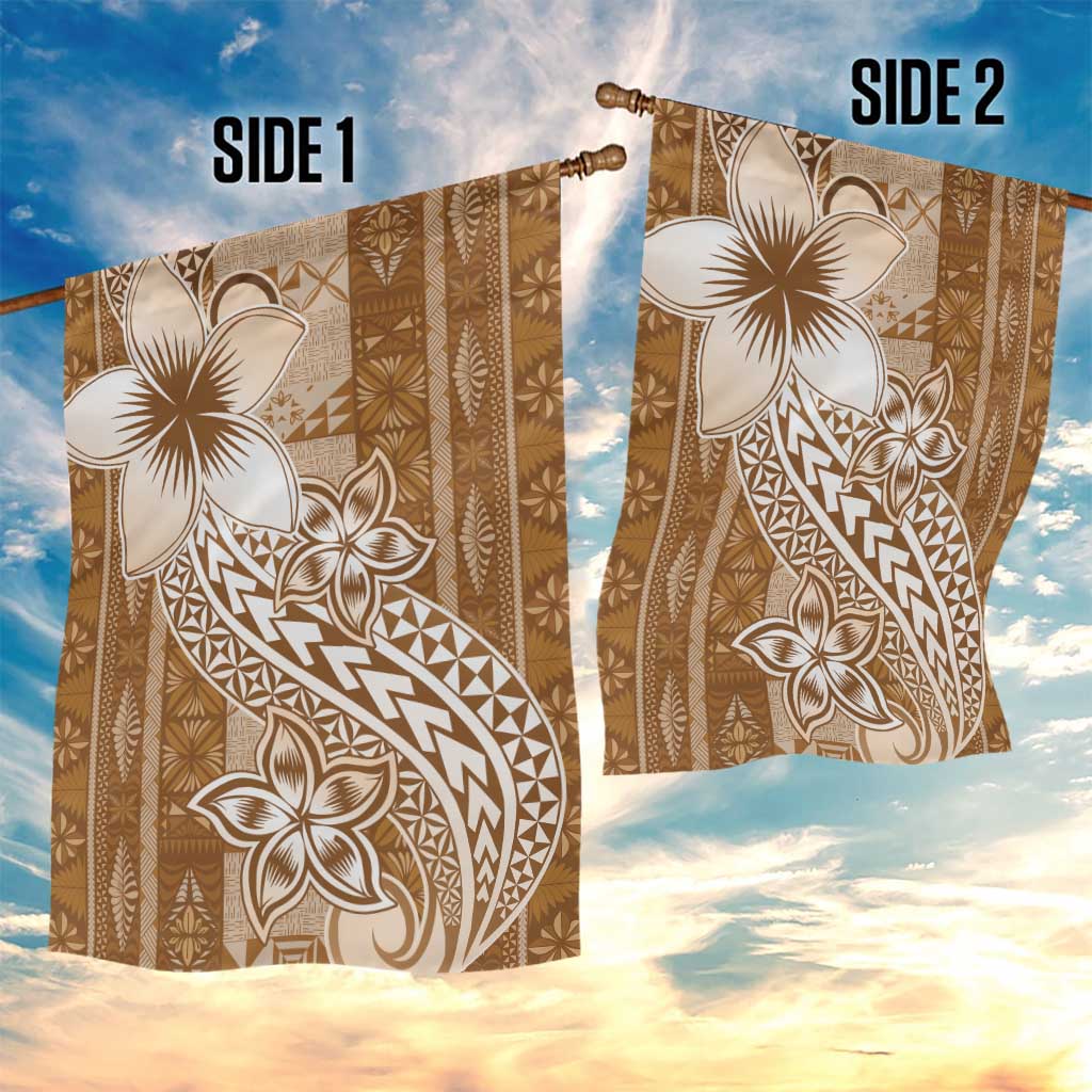 Tonga Kupesi Ngatu Garden Flag Vintage Brown Plumeria