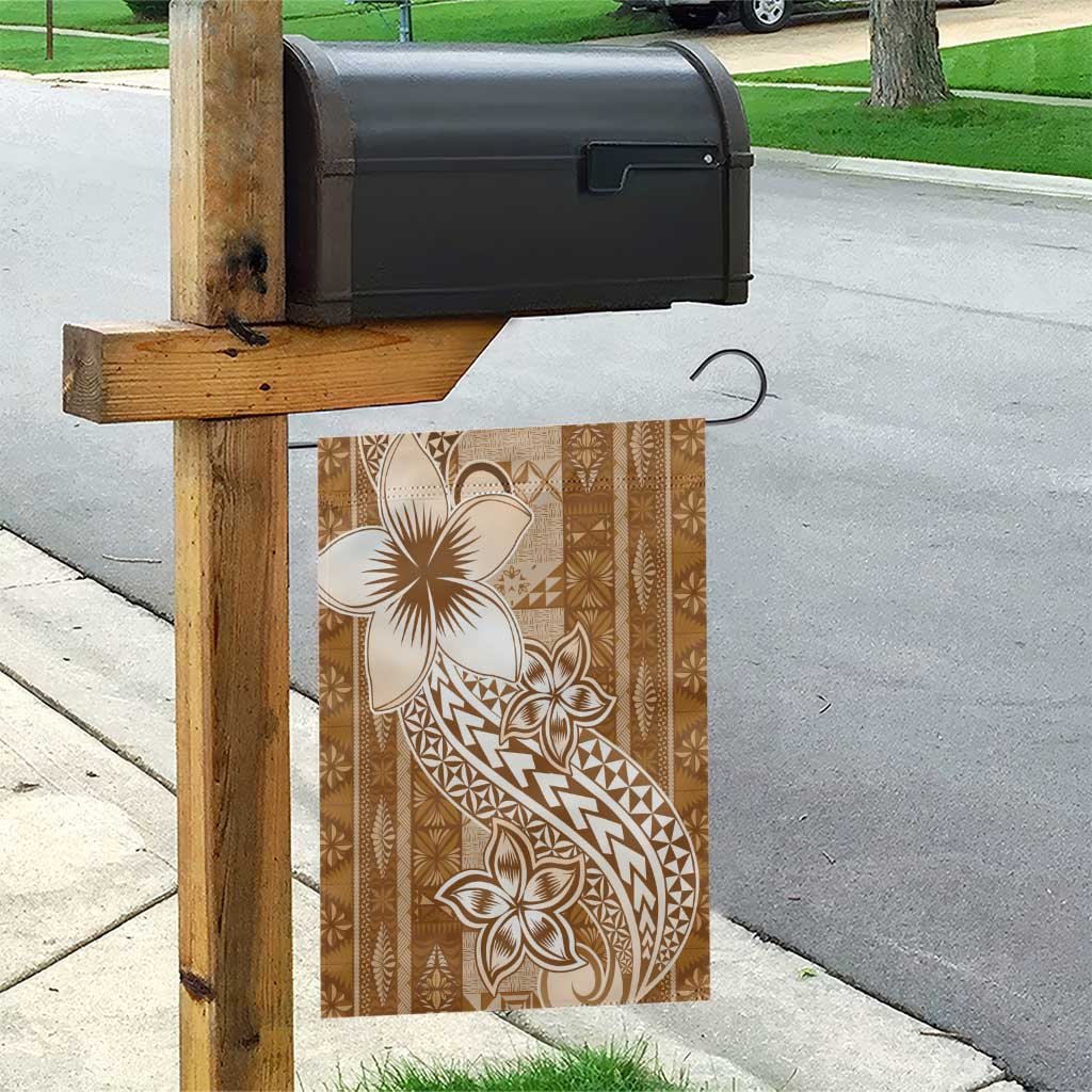 Tonga Kupesi Ngatu Garden Flag Vintage Brown Plumeria