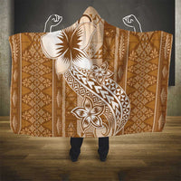 Tonga Kupesi Ngatu Hooded Blanket Vintage Brown Plumeria