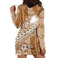 Tonga Kupesi Ngatu Hoodie Dress Vintage Brown Plumeria