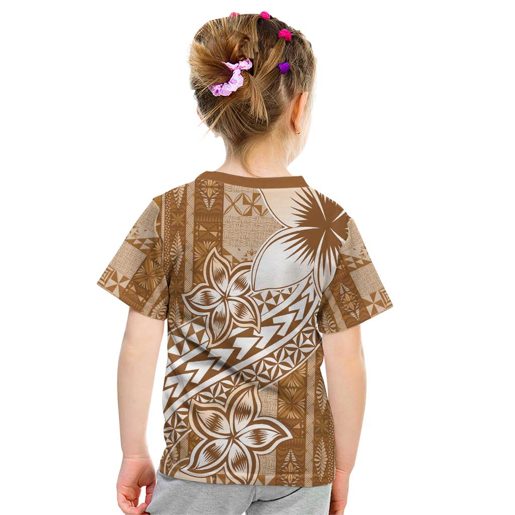 Tonga Kupesi Ngatu Kid T Shirt Vintage Brown Plumeria