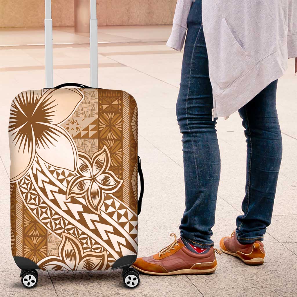 Tonga Kupesi Ngatu Luggage Cover Vintage Brown Plumeria