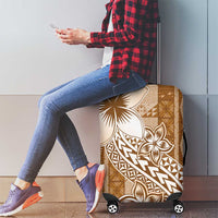 Tonga Kupesi Ngatu Luggage Cover Vintage Brown Plumeria