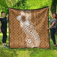 Tonga Kupesi Ngatu Quilt Vintage Brown Plumeria