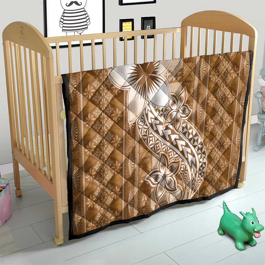 Tonga Kupesi Ngatu Quilt Vintage Brown Plumeria