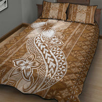 Tonga Kupesi Ngatu Quilt Bed Set Vintage Brown Plumeria LT05 - Polynesian Pride